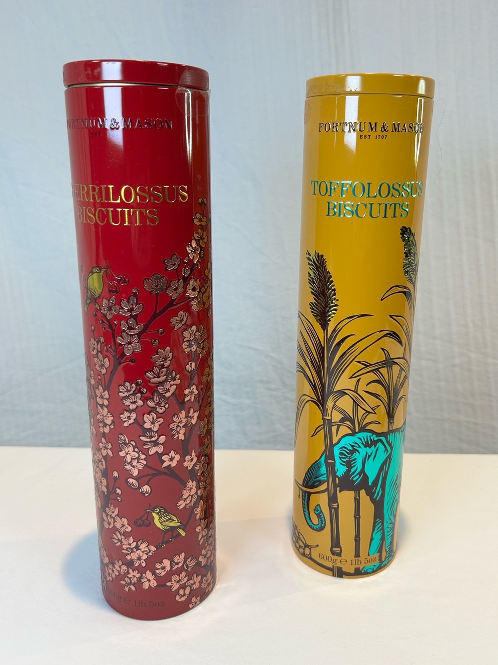 Fortnum & Mason Biscuit “Lossus" style Decorative Tin Red Bird & Yellow Elephant